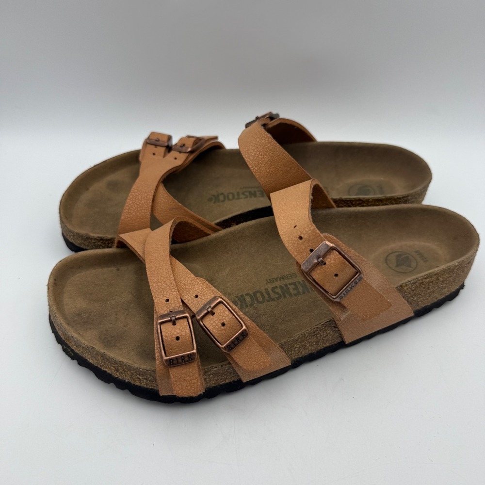 Birkenstock Franca Sandals Womens 39 US 8 Pecan Brown Vegan Crisscross Straps